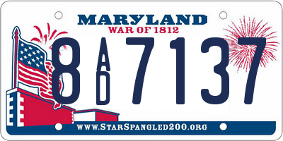 MD license plate 8AD7137