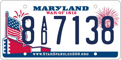 MD license plate 8AD7138