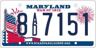 MD license plate 8AD7151