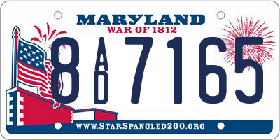 MD license plate 8AD7165