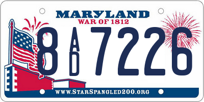 MD license plate 8AD7226