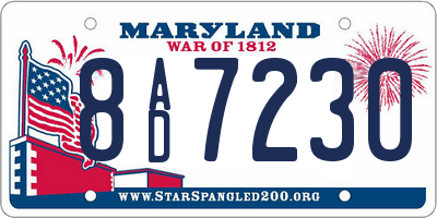MD license plate 8AD7230