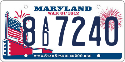 MD license plate 8AD7240
