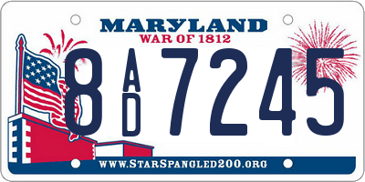 MD license plate 8AD7245