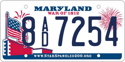 MD license plate 8AD7254