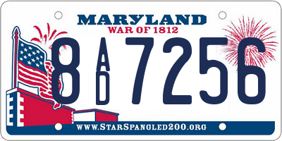 MD license plate 8AD7256