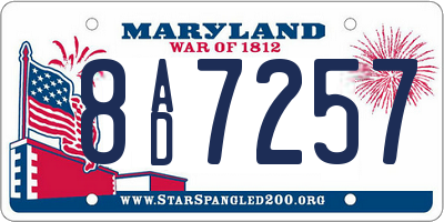 MD license plate 8AD7257