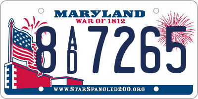 MD license plate 8AD7265