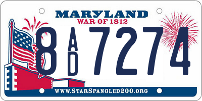MD license plate 8AD7274