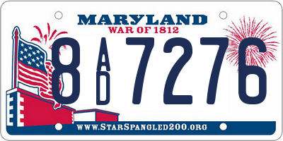 MD license plate 8AD7276