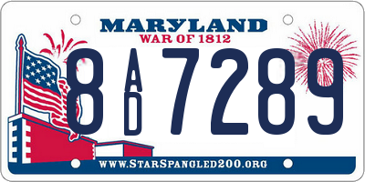 MD license plate 8AD7289