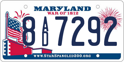 MD license plate 8AD7292