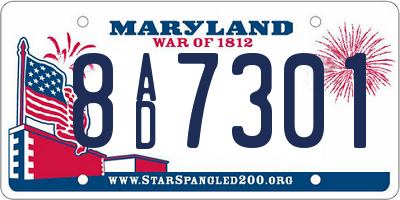 MD license plate 8AD7301