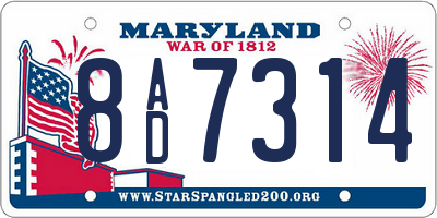MD license plate 8AD7314