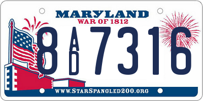MD license plate 8AD7316