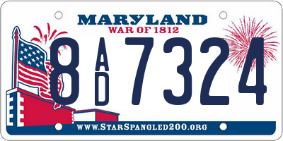 MD license plate 8AD7324