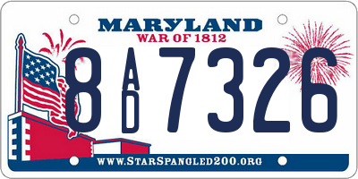 MD license plate 8AD7326