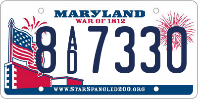 MD license plate 8AD7330