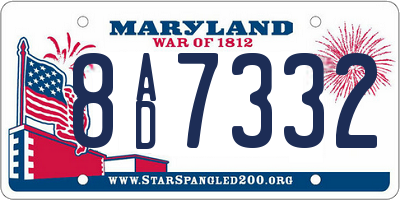 MD license plate 8AD7332