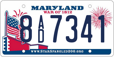 MD license plate 8AD7341