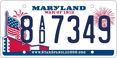 MD license plate 8AD7349
