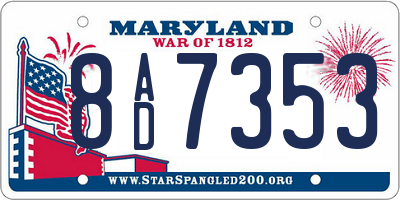 MD license plate 8AD7353