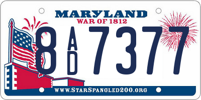 MD license plate 8AD7377