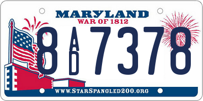 MD license plate 8AD7378