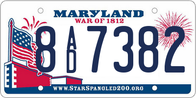 MD license plate 8AD7382