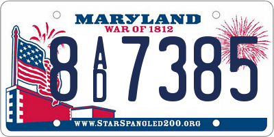 MD license plate 8AD7385