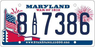 MD license plate 8AD7386