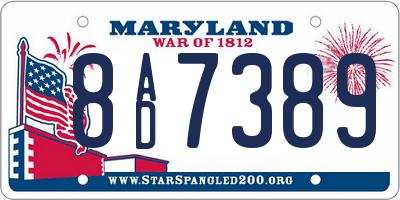 MD license plate 8AD7389