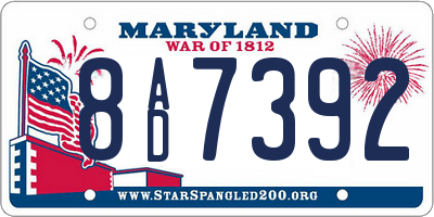 MD license plate 8AD7392
