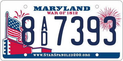 MD license plate 8AD7393