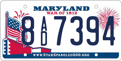 MD license plate 8AD7394