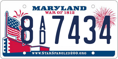 MD license plate 8AD7434