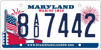 MD license plate 8AD7442