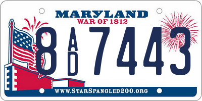 MD license plate 8AD7443