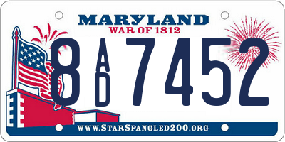 MD license plate 8AD7452