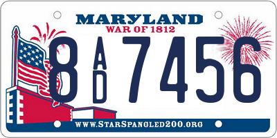 MD license plate 8AD7456