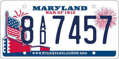 MD license plate 8AD7457
