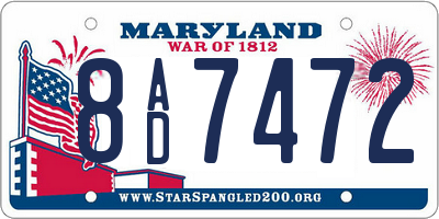 MD license plate 8AD7472