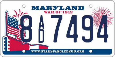 MD license plate 8AD7494