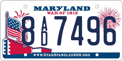 MD license plate 8AD7496