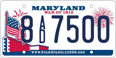 MD license plate 8AD7500