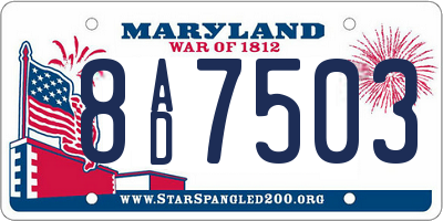 MD license plate 8AD7503