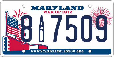 MD license plate 8AD7509