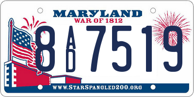 MD license plate 8AD7519