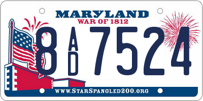 MD license plate 8AD7524