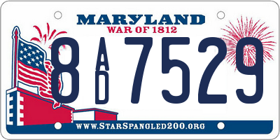 MD license plate 8AD7529